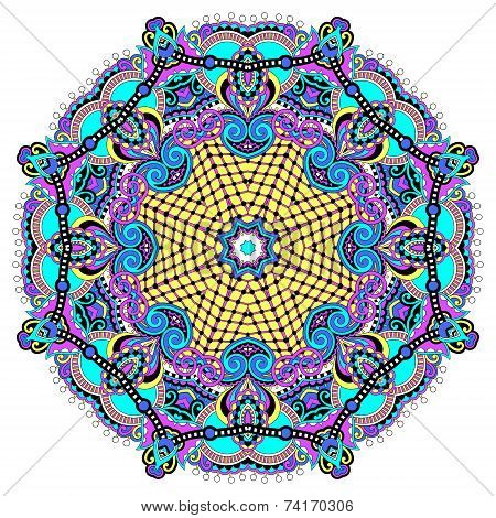 Circle lace ornament, round ornamental geometric doily pattern