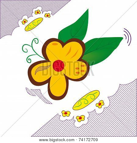 flower composition with striped background in the corners