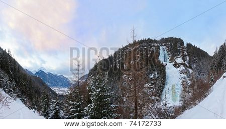 Waterfall Stuibenfall at Umhausen Tirol Austria - nature and travel background