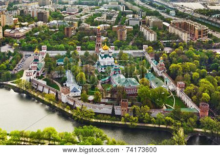 Novodevichiy monastery in Moscow, Russia - aerial view