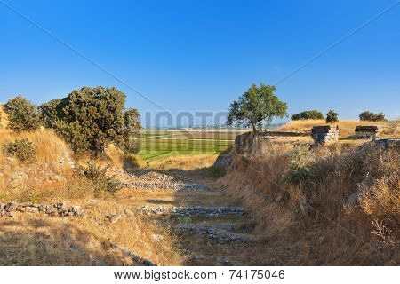 Ancient ruins in Troy Turkey - travel background