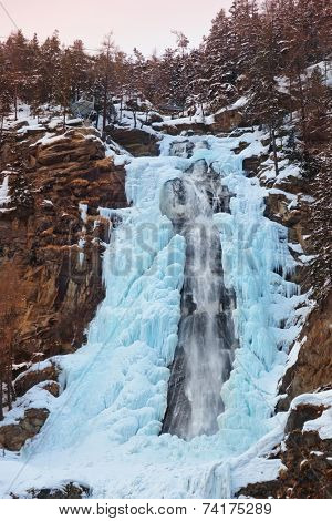 Waterfall Stuibenfall at Umhausen Tirol Austria - nature and travel background