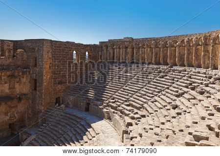 Old amphitheater Aspendos in Antalya Turkey - archaeology background