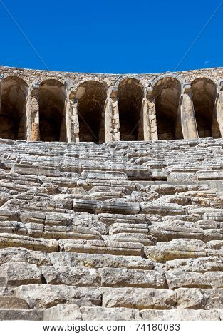 Old amphitheater Aspendos in Antalya, Turkey - archaeology background