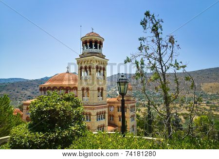 Church Agios Nectarios on island Aegina, Greece - religion background