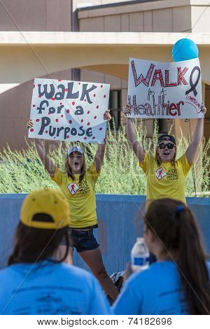 Young Women Encouraging Aidswalk Participants