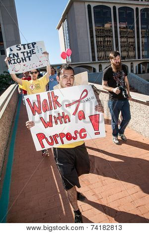 Walkers With Signs At Tucson Aidswalk