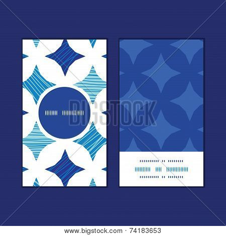 Vector blue marble tiles vertical round frame pattern business cards set