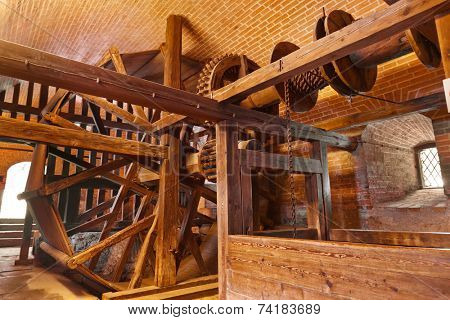 Mechanism of old well in castle Kufstein - Austria