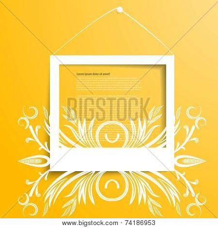 Vector white frames on the yellow wall