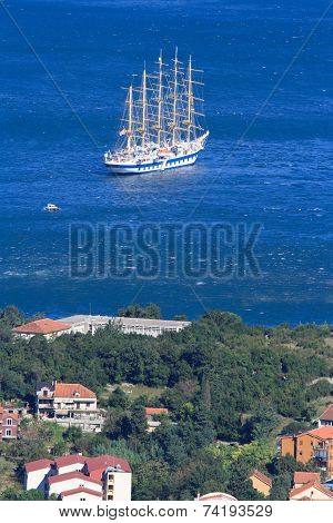 Five-masted Ship In The Bay Of Kotor, Montenegro