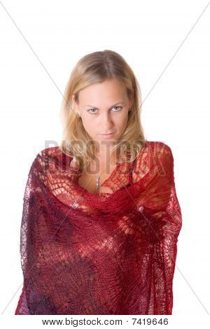 Ragazza In un rosso Tippet