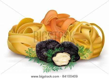 Pasta Tagliatelle And Black Truffle