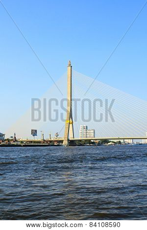 The Rama Viii Bridge Over The Chao Praya River In Bangkok, Thailand.