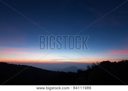 Inthanon Mountain in twilight time.