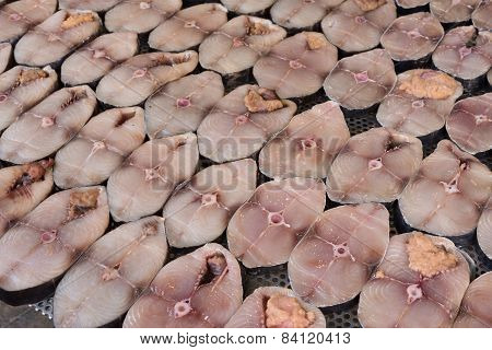 Tradintional Thailand sun dried King Mackerel.
