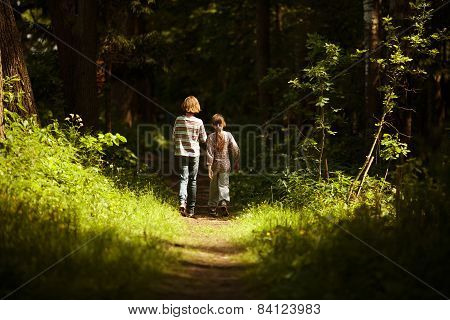 Boy With A Girl Go Through The Woods
