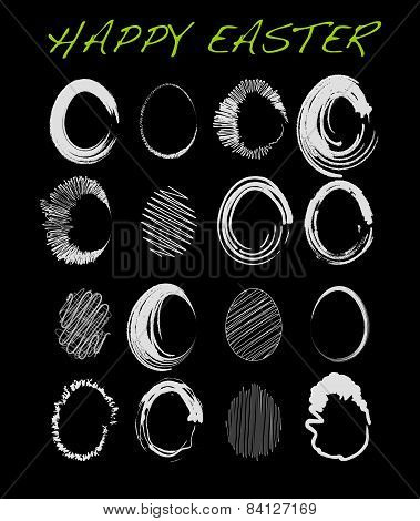 Happy Easter - Set of Sketched Easter Eggs