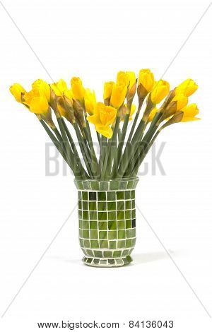 Bouquet Of Yellow Lent Lily (daffodil) Isolated On White Background