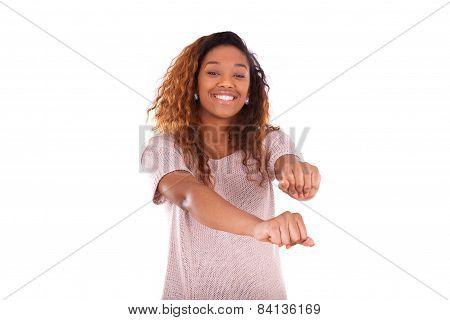 Happy Young African American Dancing  Isolated On White Background - Black People