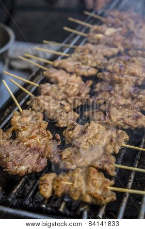 Charcoal Grilled Pork Street Food Thai Concept