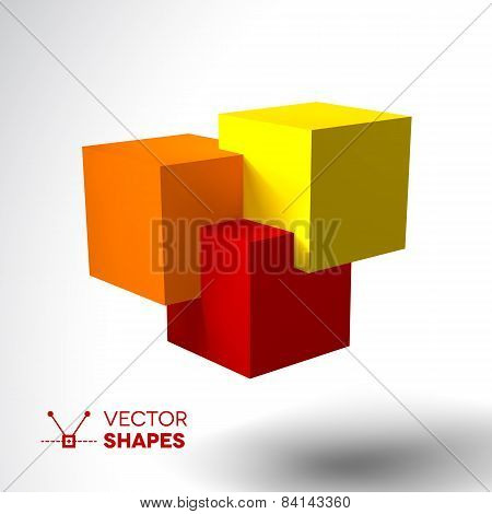 3D logo with bright colored cubes