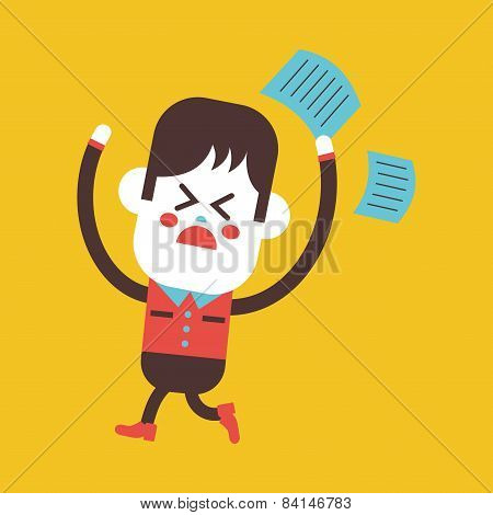 Character Illustration Design. Boy Feeling Annoyed Cartoon,eps