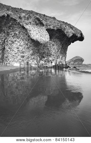 Mediterranean Sand Beach At Monsul In Almeria, Spain