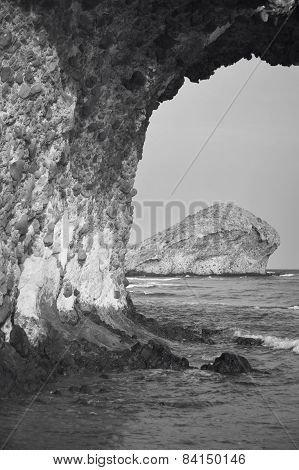 Mediterranean Stone Coastline At Monsul In Almeria, Spain
