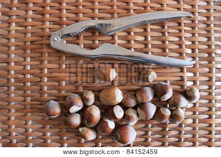 Nutcracker and hazelnuts.