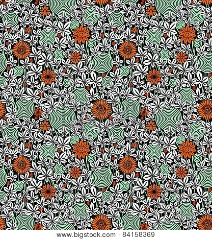 Seamless vector floral pattern with passionflower and leafs.