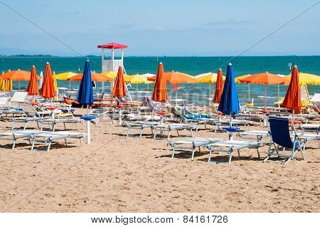 Sunny Beach In Lignano Sabbiadoro