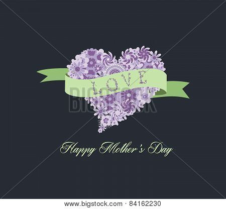 Postcard with floral heart shape