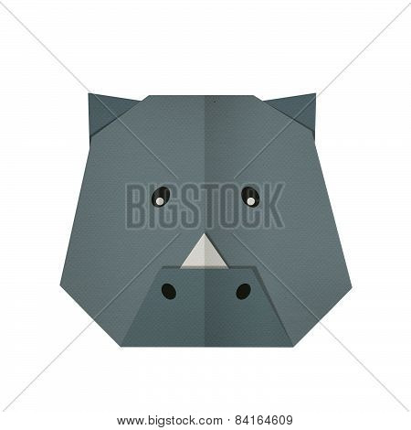 origami paper a rhino (face)