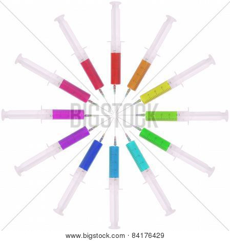 Syringe With Medicine Multicolored