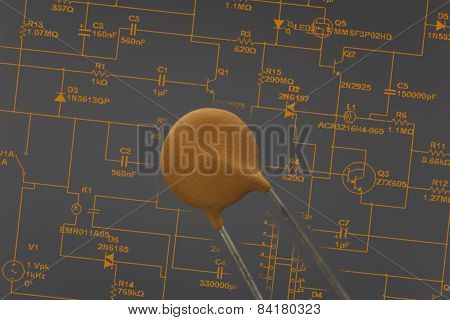 Electronic Capacitor In Black Background