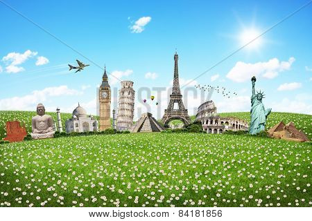 Illustration Of Famous Monument On Green Grass