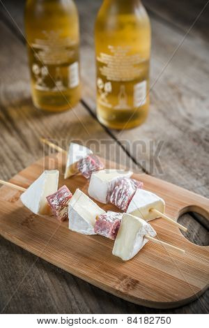 Camembert And Salami  Skewers