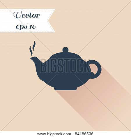 Teapot Silhouette Icon. Flat Design