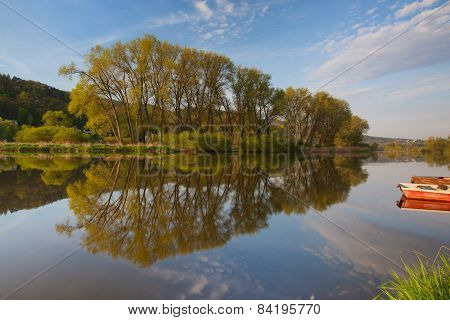 Two Fishing Punts On The Berounka River