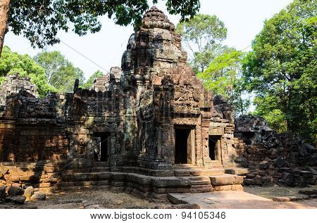 Ta Som, part of Khmer Angkor temple complex, popular among tourists ancient landmark and place of worship in Southeast Asia. Siem Reap, Cambodia.