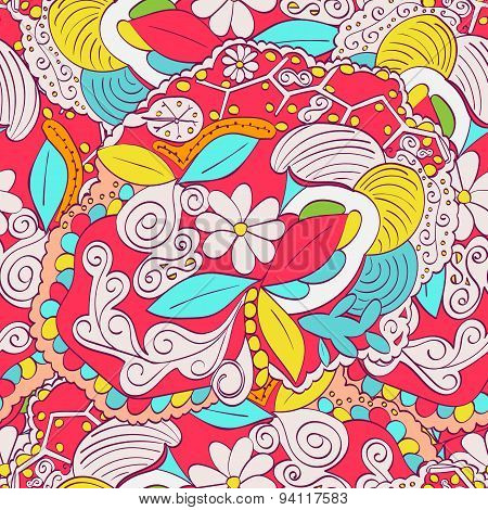 Seamless colored pattern tracery handmade Natural