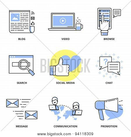 Social Media Marketing And Internet Vector Icons Set