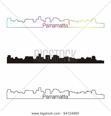 Parramatta Skyline Linear Style With Rainbow