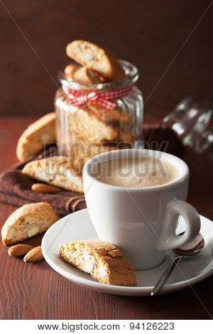 traditional italian cantuccini cookies and coffee