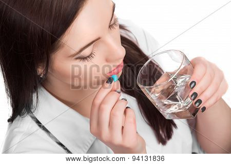Woman Take Pill
