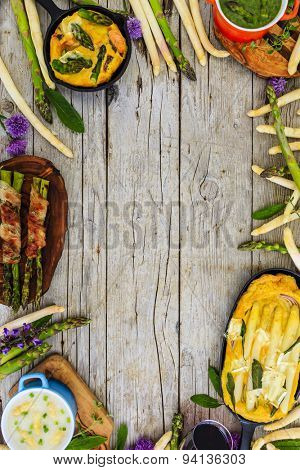 Asparagus - the delights of white and green asparagus, frame - space for text