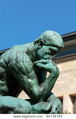 PARIS, FRANCE - SEPTEMBER 12, 2014: The Thinker in Rodin Museum in Paris