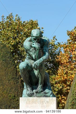 PARIS, FRANCE - SEPTEMBER 12, 2014: The Thinker in Rodin Museum in Paris