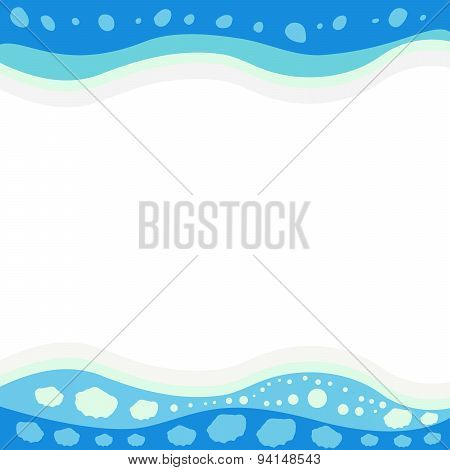 Seashells on blue waves